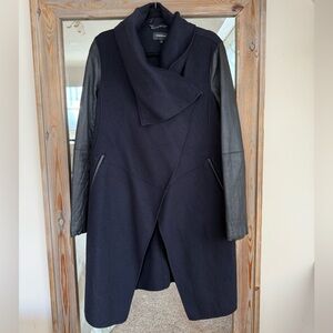 Mackage Vane Asymmetrical Leather Sleeve Coat